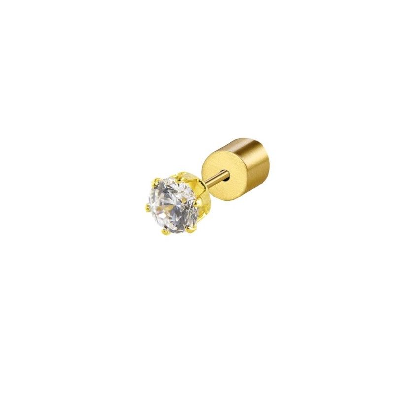 Marlù Orecchino a lobo con zircone 4mm, ORECCHINI: BIANCO