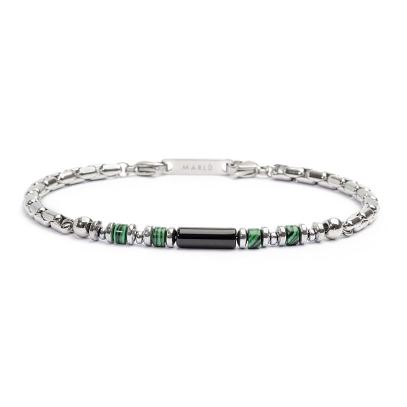 Marlù Bracciale elementi in pietra ed elementi in ematite catena box