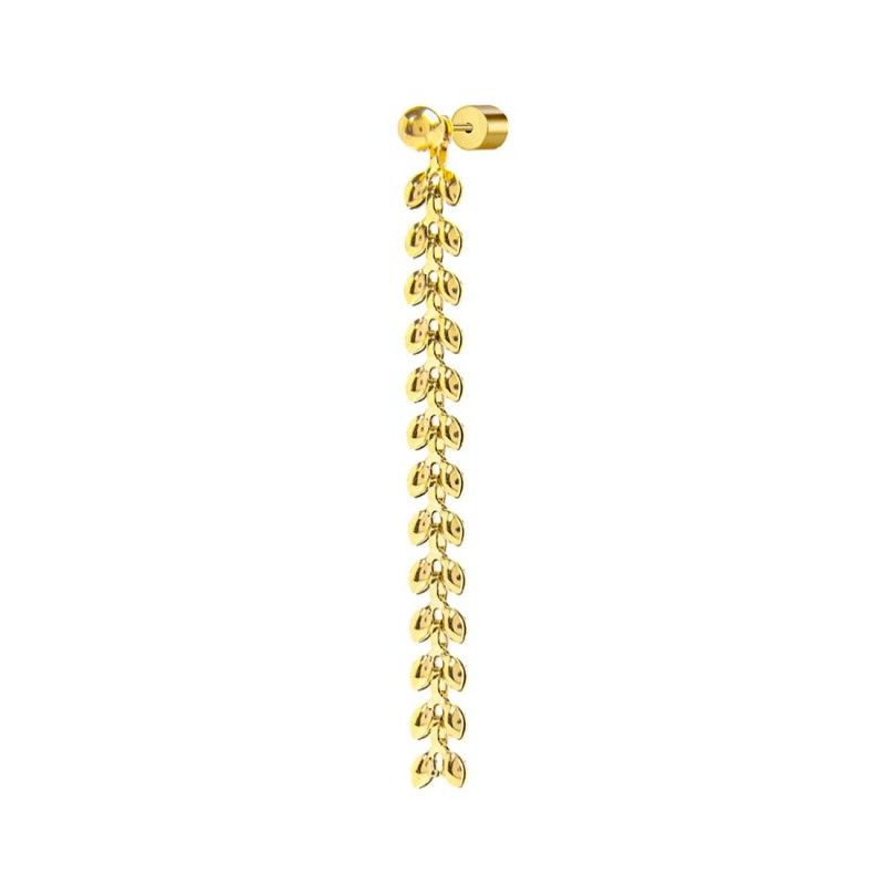 Marlù mono Orecchino pendente con catena a foglia chevron