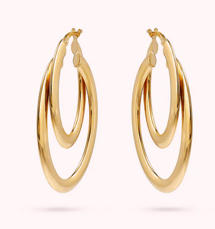 Bronzallure Orecchini Pendenti Golden Doppio Cerchio