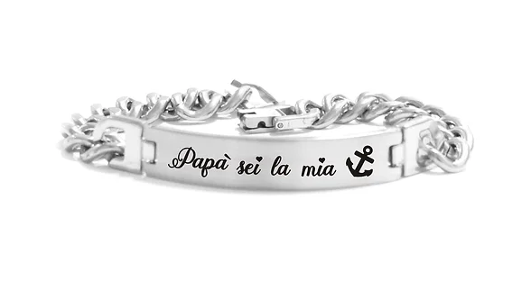 Bracciale Papà sei la mia ancora in acciaio
