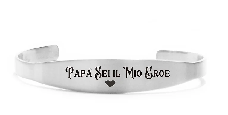 Bracciale Papà sei il mio eroe in acciaio