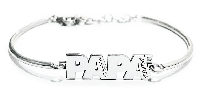 Bracciale con scritta Papà diamond in argento