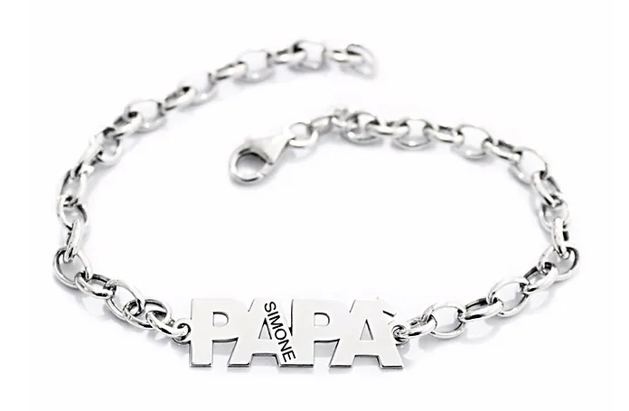 Bracciale con scritta PAPA&#39; morbido in argento