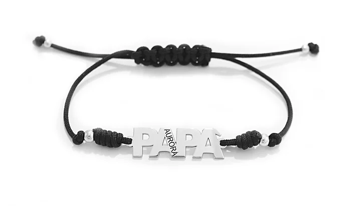 Bracciale con scritto papà black in argento