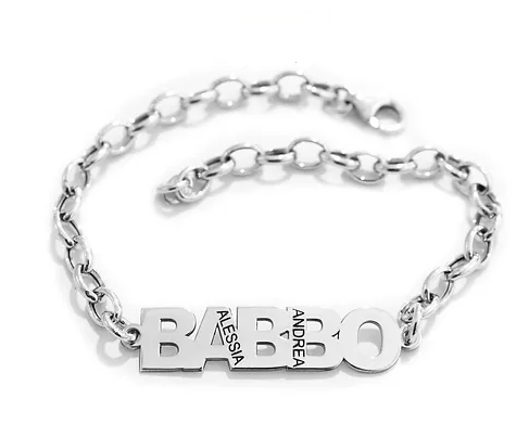 Bracciale con scritta BABBO in agento