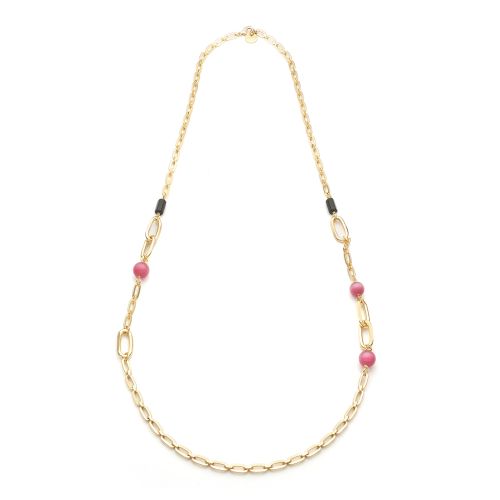 UnoAerre Collana Gipsy con sfere rosa