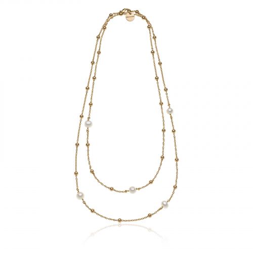 UnoAerre Collana in bronzo dorato e perle naturali