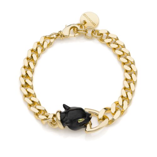 UnoAerre Bracciale dorato con testa di pantera