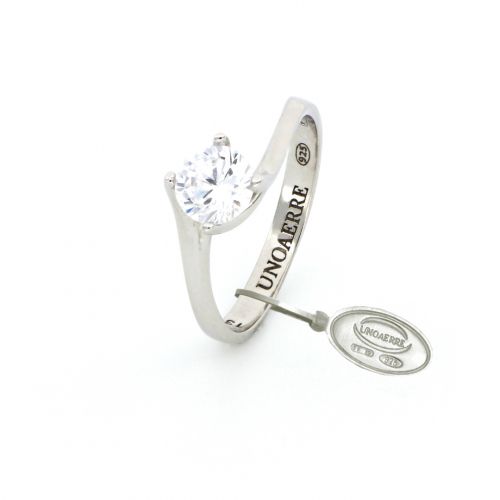 UnoAerre Anello Solitario Maxi in argento bianco