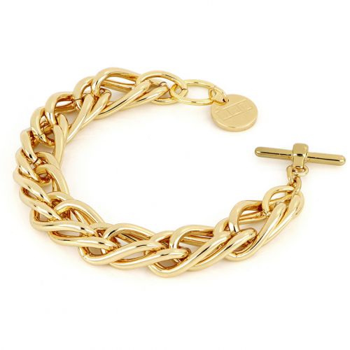 UnoAerre Bracciale in bronzo dorato con catena spiga