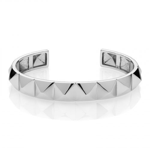 UnoAerre Bracciale rigido argentato Piramidi