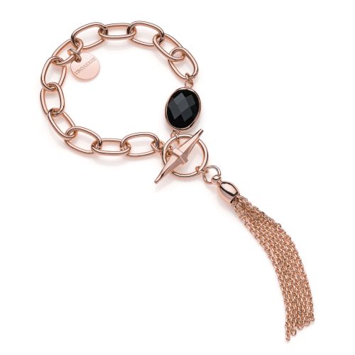 UnoAerre Bracciale con pietra nera e frange