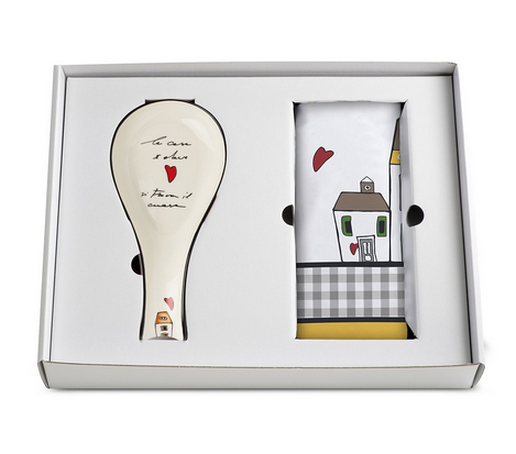 Egan Set Canovaccio + Poggiamestolo Le Casette Giallo Egan Set Canovaccio + Poggiamestolo Le Casette Giallo