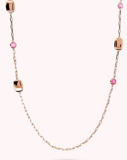 Bronzallure Collana Lunga con Pepite e Prisma a Baguette