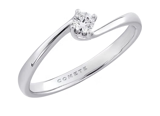 Comete Solitario in Oro 750‰ e Diamante bianco