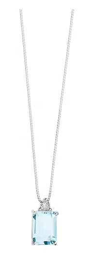 Comete Collana in Oro Diamanti e Acquamarina Ottagonale