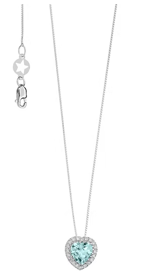 Comete Collana in Oro Diamanti e Acquamarina Cuore