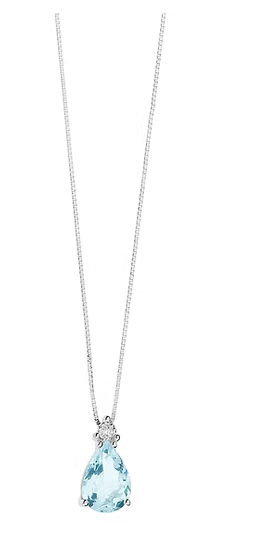 Comete Collana in Oro Diamanti e Acquamarina Goccia