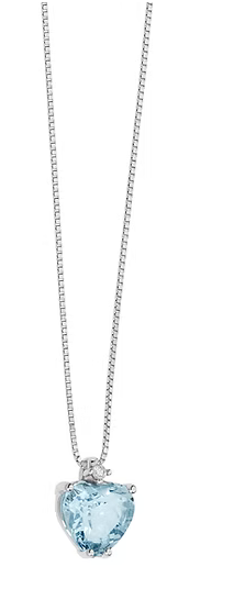 Comete Collana in Oro Diamante e Acquamarina Cuore