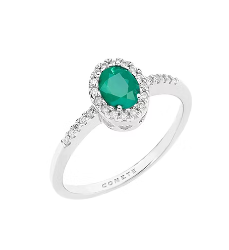 Comete Anello in Oro Diamanti e Smeraldo ovale