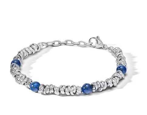 Comete Bracciale in Acciaio e Lapislazzuli blu