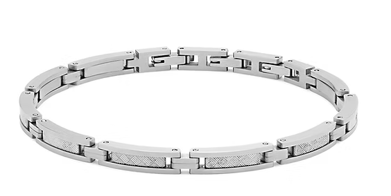Comete Bracciale texture in Acciaio lucido e satinato