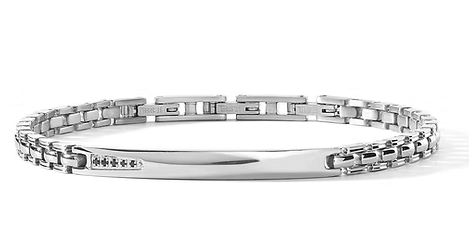 Comete Bracciale in Acciaio e Zirconi neri