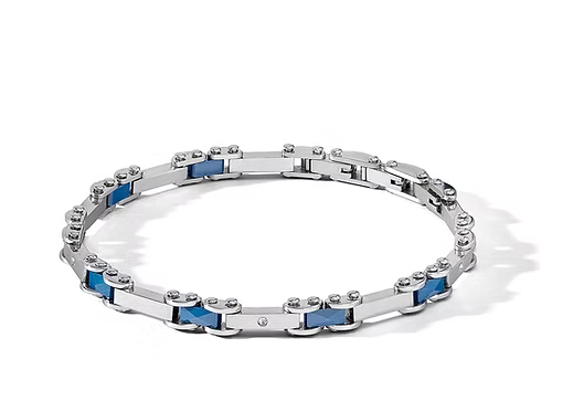 Comete Bracciale in Acciaio, Ceramica blu e Zirconi bianchi
