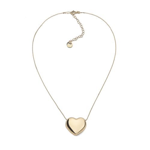 Unoaerre Collana in argento dorato con cuore grande