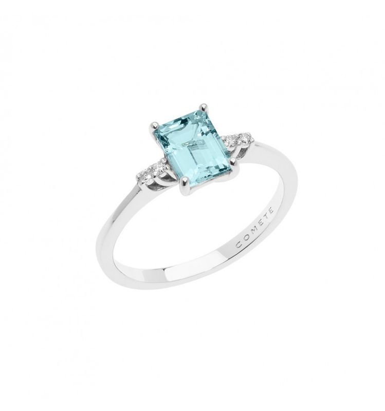 Comete Anello in Oro Diamanti e Acquamarina