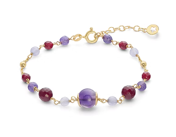Comete Bracciale Argento 925‰ con Ametista, Agata e Giada colorate