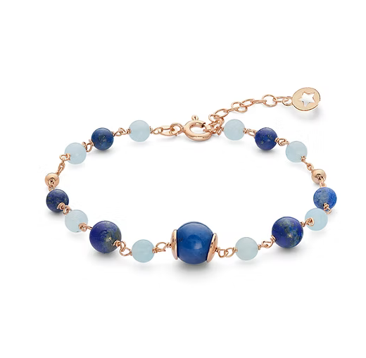 Comete Bracciale Argento 925‰ con Acquamarina, Lapis, Quarzo colorato