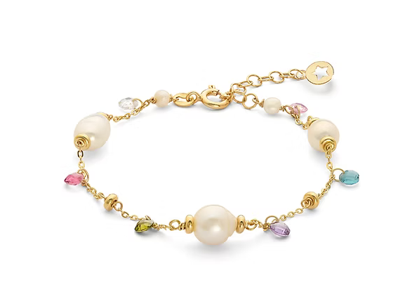 Comete Bracciale Argento 925‰ con cristalli multicolor e Perle Acquadolce