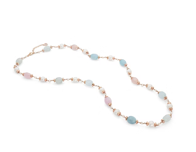 Comete Collana Argento 925‰ con Perle Acquadolce, Ematite rosè, morganite