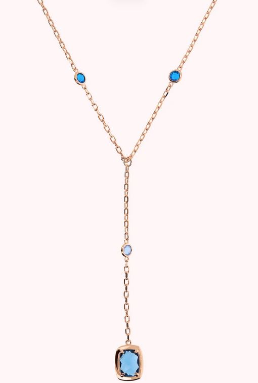 Bronzallure Collana a Cravatta con Prisma e Baguette