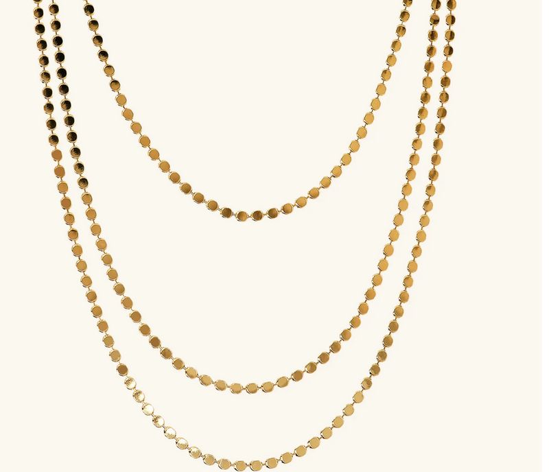 Etrusca Collana Multifilo con Catena a Piccoli Dischi Etrusca Collana Multifilo con Catena a Piccoli Dischi