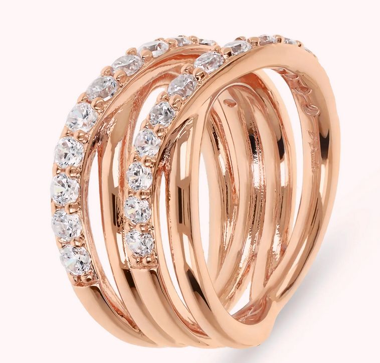 Bronzallure Anello a Fascia Multifilo Intrecciato con Cubic Zirconia