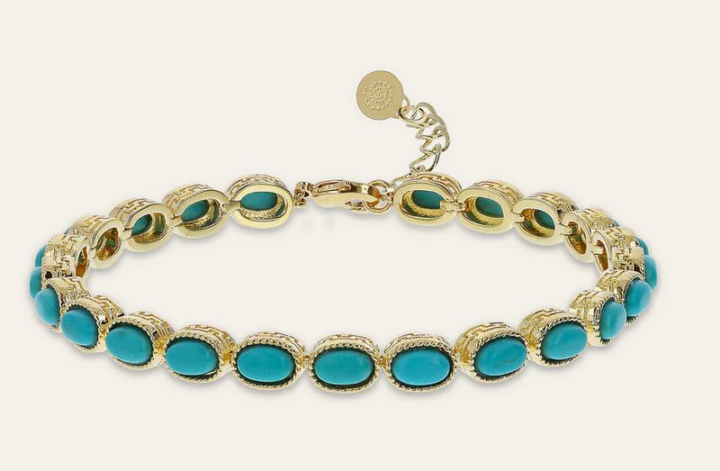 Etrusca Bracciale Lavorato con Pietra Naturale Turchese Etrusca Bracciale Lavorato con Pietra Naturale Turchese