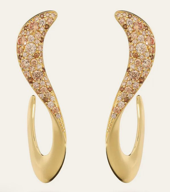 Etrusca Orecchini Pendenti Onda con Pavé di Cubic Zirconia Etrusca Orecchini Pendenti Onda con Pavé di Cubic Zirconia