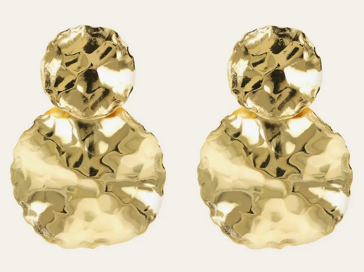 Etrusca Orecchini Pendenti Martellati a Doppio Disco Graduato