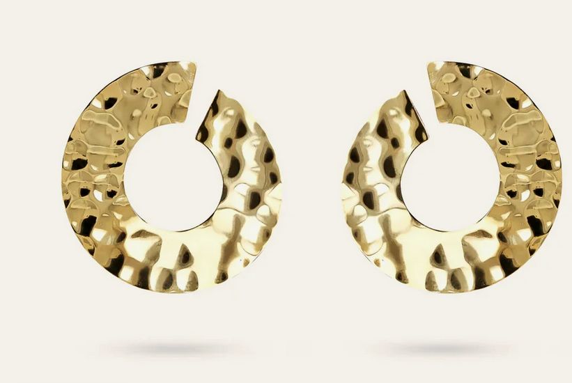 Etrusca Orecchini Pendenti Martellati ad Anello