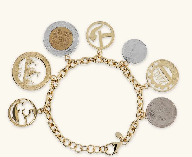 Etrusca Bracciale Catena Rolo con Charms Monete Etrusca Bracciale Catena Rolo con Charms Monete