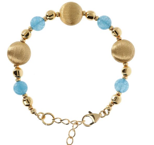 Etrusca Bracciale con Sfere Golden e Pietra Naturale Etrusca Bracciale con Sfere Golden e Pietra Naturale