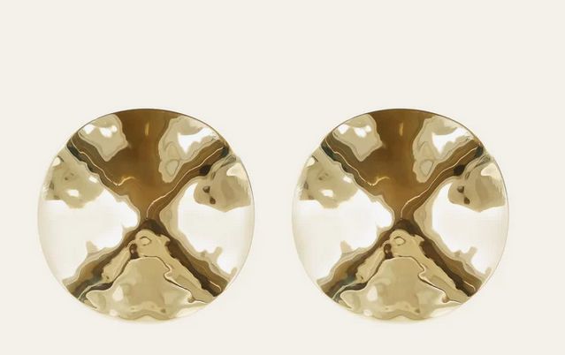 Etrusca Orecchini a Lobo Martellati Forma Bottone