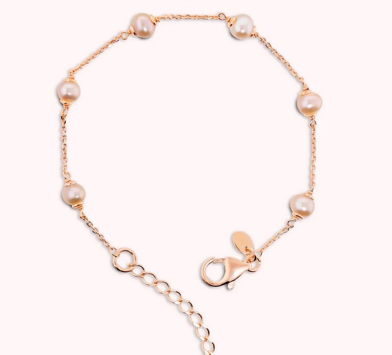 Bronzallure Bracciale con Perle Rosa d&#39;Acqua Dolce Ø5/5.5mm