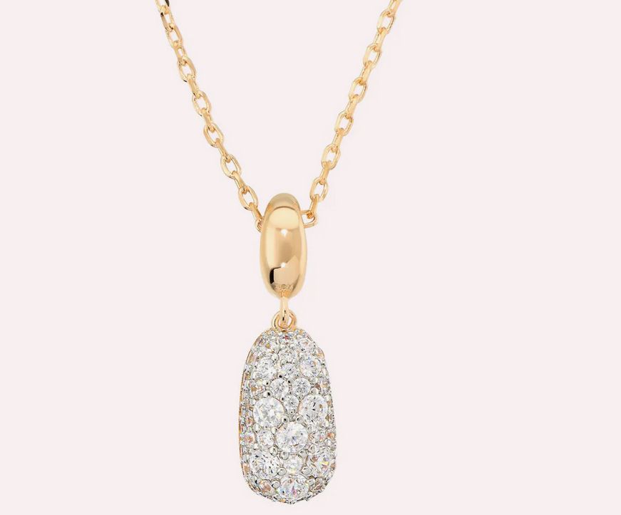 Bronzallure Collana con Pepita Lucida e Ciondolo in Pavé