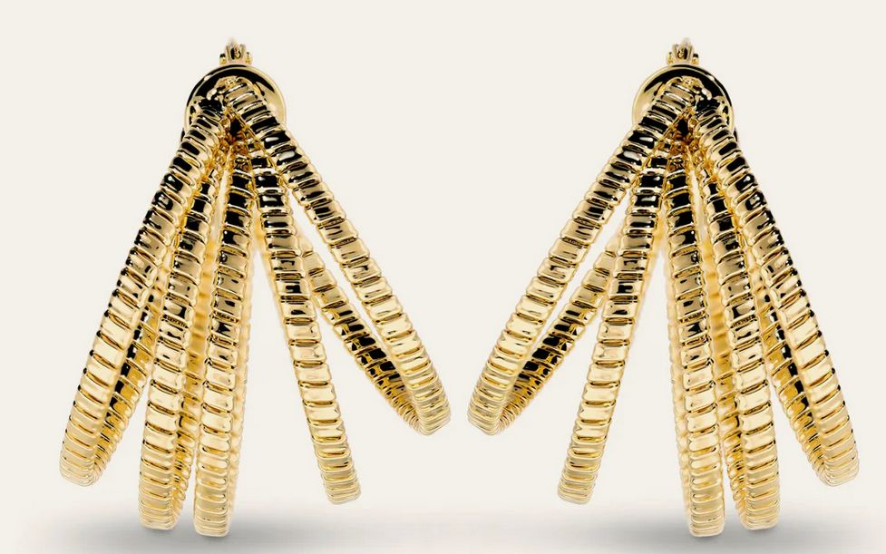 Etrusca Orecchini a Cerchio Multifilo Texture Rigata