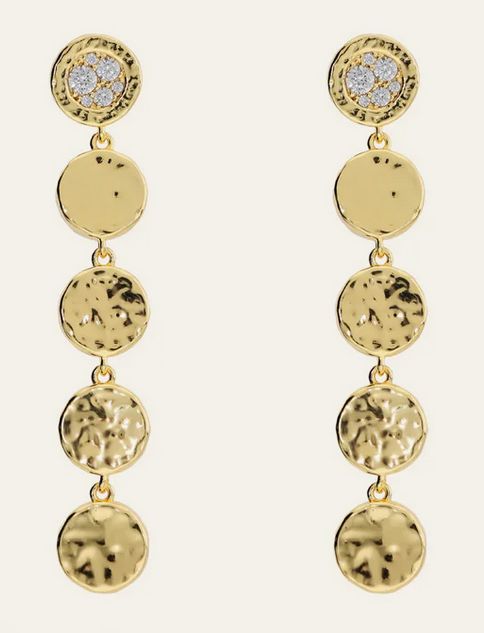 Etrusca Orecchini Pendenti con Dischi  e in Pavé di Cubic Zirconia