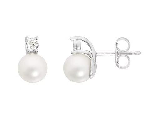 Comete Orecchini in Oro bianco 375‰ con Diamanti bianchi e Perle coltivate